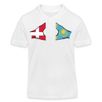 Dänemark Kasachstan Flagge Hände Herzform - Kinder Organic Poloshirt Mini Sprinter von Stanley/Stella - Weiß - Vorne