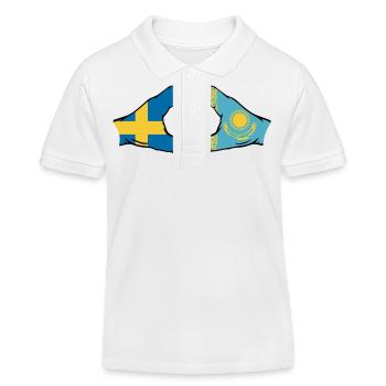 Schweden Kasachstan Flagge Hände Herzform - Kinder Organic Poloshirt Mini Sprinter von Stanley/Stella - Weiß - Vorne