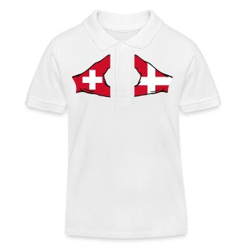 Schweiz Dänemark Flagge Hände Herzform - Kinder Organic Poloshirt Mini Sprinter von Stanley/Stella - Weiß - Vorne