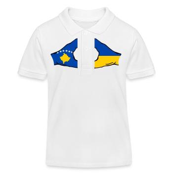 Kosovo Ukraine Drapeau Mains Coeur Forme - Polo enfant bio Stanley/Stella - blanc - Devant