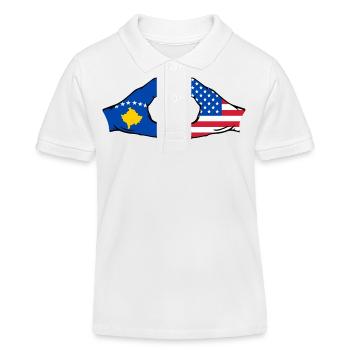 Kosovo USA Drapeau Mains Coeur Forme - Polo enfant bio Stanley/Stella - blanc - Devant