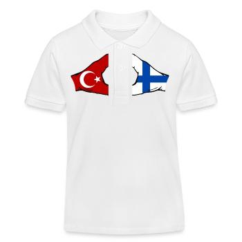 Türkei Finnland Flagge Hände Herzform - Kinder Organic Poloshirt Mini Sprinter von Stanley/Stella - Weiß - Vorne