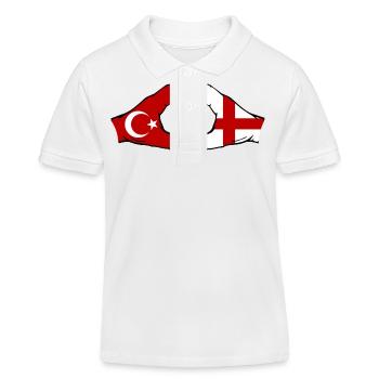 Türkei England Flagge Hände Herzform - Kinder Organic Poloshirt Mini Sprinter von Stanley/Stella - Weiß - Vorne