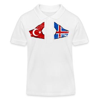 Turquie Islande drapeau mains forme coeur utilisé - Polo enfant bio Stanley/Stella - blanc - Devant