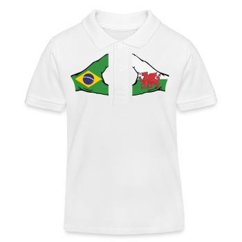 Brésil Pays de Galles Drapeau Mains Coeur Forme - Polo enfant bio Stanley/Stella - blanc - Devant