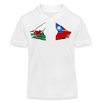 Pays de Galles Taiwan drapeau mains forme de coeur utilisé - Polo enfant bio Stanley/Stella - blanc - Devant