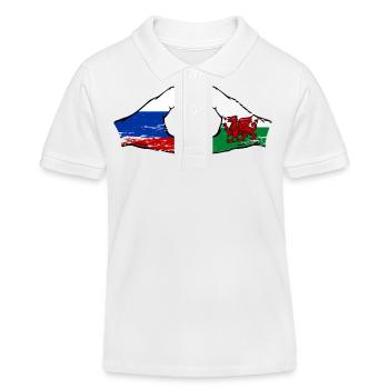 Russie Drapeau Pays de Galles mains forme de coeur utilisé - Polo enfant bio Stanley/Stella - blanc - Devant