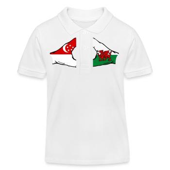 Singapur Wales Flagge Hände Herzform - Kinder Organic Poloshirt Mini Sprinter von Stanley/Stella - Weiß - Vorne