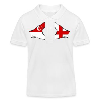 Singapur England Flagge Hände Herzform - Kinder Organic Poloshirt Mini Sprinter von Stanley/Stella - Weiß - Vorne