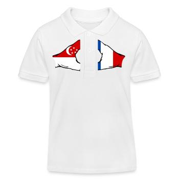 Singapur Frankreich Flagge Hände Herzform - Kinder Organic Poloshirt Mini Sprinter von Stanley/Stella - Weiß - Vorne