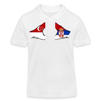 Singapur Serbien Flagge Hände Herzform - Kinder Organic Poloshirt Mini Sprinter von Stanley/Stella - Weiß - Vorne