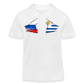 Russland Uruguay Flagge Hände Herzform used - Kinder Organic Poloshirt Mini Sprinter von Stanley/Stella - Weiß - Vorne