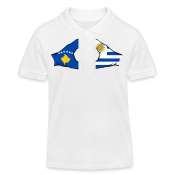 Kosovo Uruguay Drapeau Mains Coeur Forme - Polo enfant bio Stanley/Stella - blanc - Devant