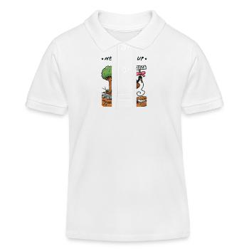 Never Give UP PIZZA - Kinder Organic Poloshirt Mini Sprinter von Stanley/Stella - Weiß - Vorne
