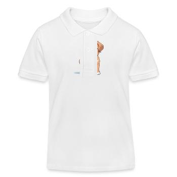 Chiot chien brun mignon - illustration colorée - Polo enfant bio Stanley/Stella - blanc - Devant