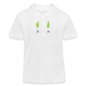 "Starker Bär: Kraftvolle Majestät" - Kinder Organic Poloshirt Mini Sprinter von Stanley/Stella - Weiß - Vorne