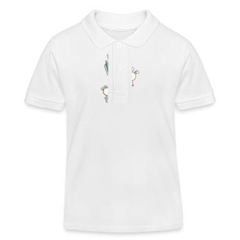Deux lapins mignons devant un stylo - Polo enfant bio Stanley/Stella - blanc - Devant