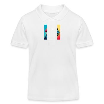 Dino PopArt Portrait - Polo enfant bio Stanley/Stella - blanc - Devant