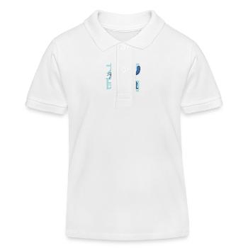 Chat bleu avec des caractères chinois - Polo enfant bio Stanley/Stella - blanc - Devant