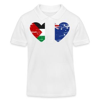 Palestine Australia Flag Heart Used - Kids Organic Polo Shirt by Stanley/Stella - white - Front