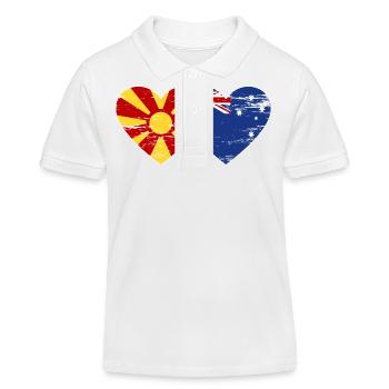 Macédoine Australie Drapeau Coeur Utilisé - Polo enfant bio Stanley/Stella - blanc - Devant