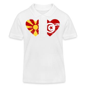 Macédoine Tunisie drapeau coeur utilisé - Polo enfant bio Stanley/Stella - blanc - Devant