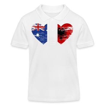 Australie Albanie drapeau coeur utilisé - Polo enfant bio Stanley/Stella - blanc - Devant