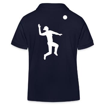 Dynamischer Aufschlag im Volleyball - Kinder Organic Poloshirt Mini Sprinter von Stanley/Stella - Navy - Hinten