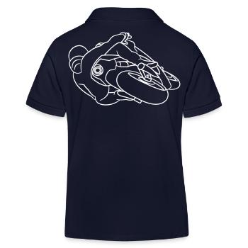 Rennmotorrad in Schräglage - von hinten, hell - Kinder Organic Poloshirt Mini Sprinter von Stanley/Stella - Navy - Hinten