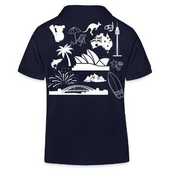 Sydney en symboles (blanc) - Polo enfant bio Stanley/Stella - bleu marine - Dos