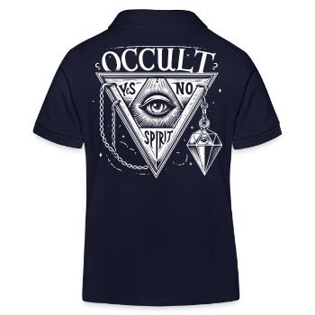 Occult Spirit Logo YES Gold NO Pendulum - Kids Organic Polo Shirt by Stanley/Stella - navy - Back