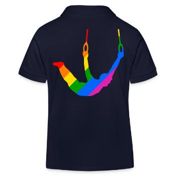 Ring gymnastics in a riot of colors - Kids Organic Polo Shirt by Stanley/Stella - navy - Back