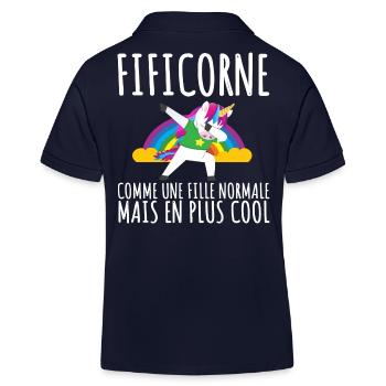 Fificorne humour fille cadeau licorne - Polo enfant bio Stanley/Stella - bleu marine - Dos