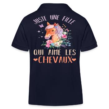 Juste une fille qui adore les chevaux cadeau - Polo enfant bio Stanley/Stella - bleu marine - Dos