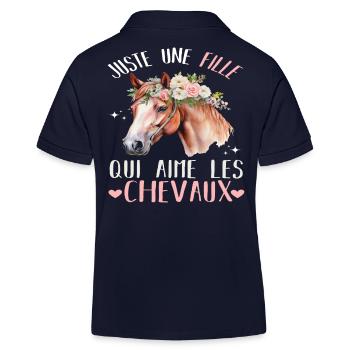 Juste une fille qui adore les chevaux cadeau - Polo enfant bio Stanley/Stella - bleu marine - Dos