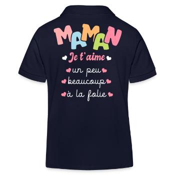 fête des mères je t aime maman cadeau fete maman - Polo enfant bio Stanley/Stella - bleu marine - Dos