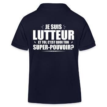 Je suis Lutteur. C'est quoi ton super pouvoir ? - Polo enfant bio Stanley/Stella - bleu marine - Dos