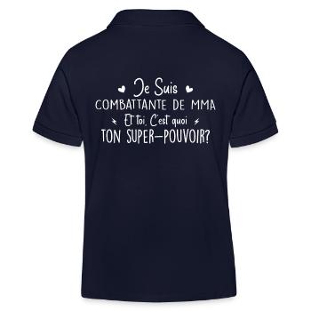Combattante de MMA. C'est quoi ton super pouvoir ? - Polo enfant bio Stanley/Stella - bleu marine - Dos