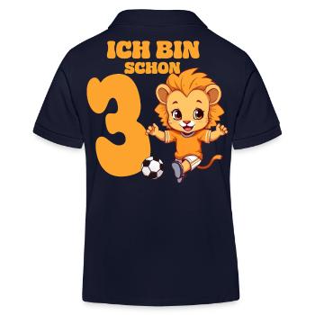 Leo Football 3rd Birthday Boys 3 Years Horoscope - Kids Organic Polo Shirt by Stanley/Stella - navy - Back