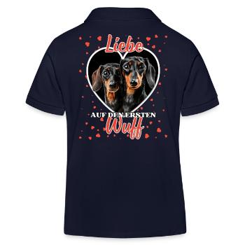 Liebe auf den ersten Wuff - Lustige Dackel Liebe - Kinder Organic Poloshirt Mini Sprinter von Stanley/Stella - Navy - Hinten