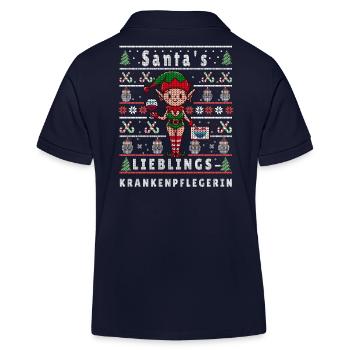 Ugly Weihnachten SANTAS LIEBLINGS Krankenpflegerin - Kinder Organic Poloshirt Mini Sprinter von Stanley/Stella - Navy - Hinten