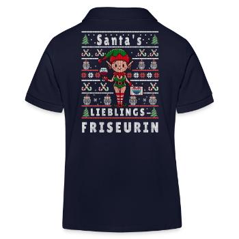 Ugly Weihnachten SANTAS LIEBLINGS Friseurin - Kinder Organic Poloshirt Mini Sprinter von Stanley/Stella - Navy - Hinten