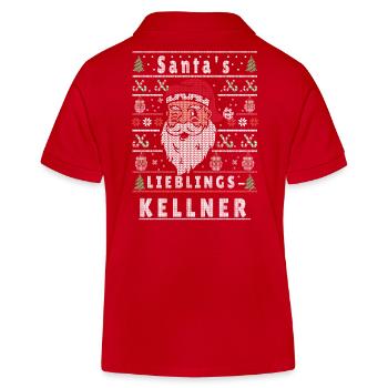 Ugly Weihnachten SANTAS LIEBLINGS Kellner - Kinder Organic Poloshirt Mini Sprinter von Stanley/Stella - Rot - Hinten