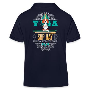 SUP paddle Stand Up Paddle Chiens Yoga - Polo enfant bio Stanley/Stella - bleu marine - Dos