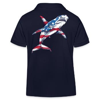 Requin-marteau drapeau américain 4 juillet - Polo enfant bio Stanley/Stella - bleu marine - Dos