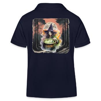 Wald Hexe Halloween Waldbewohner Horror Dark - Kinder Organic Poloshirt Mini Sprinter von Stanley/Stella - Navy - Hinten