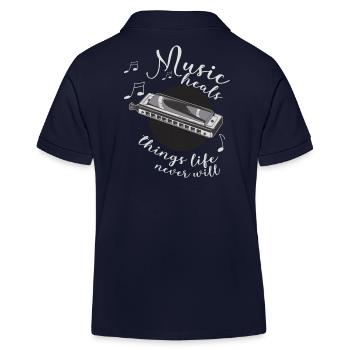 Mundharmonika-Spieler Musiker Mundharmonika - Kinder Organic Poloshirt Mini Sprinter von Stanley/Stella - Navy - Hinten