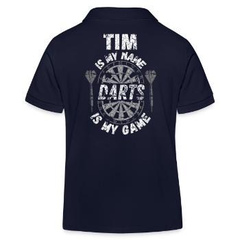 T-shirt de fléchettes personnalisé pour Tim - Polo enfant bio Stanley/Stella - bleu marine - Dos