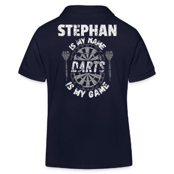 T-shirt de fléchettes personnalisé pour Stephan - Polo enfant bio Stanley/Stella - bleu marine - Dos
