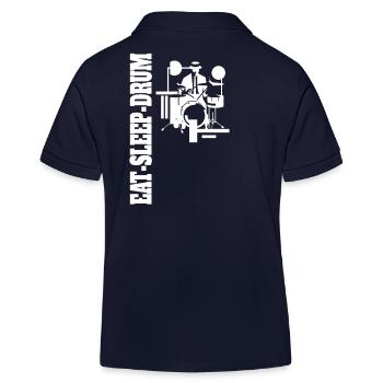 Drums Drummer Musician Retro Drummer - Kids Organic Polo Shirt by Stanley/Stella - navy - Back